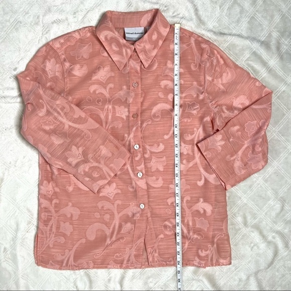 Vintage Alfred Dunner Button Up Scrollwork Blush Sheer Top Blouse Size 6 Petite - Picture 15 of 16